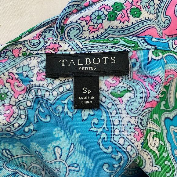 Talbots Top Womens Petite Small Paisley Lightweight Cross Back Colorful Blouse - Picture 4 of 8